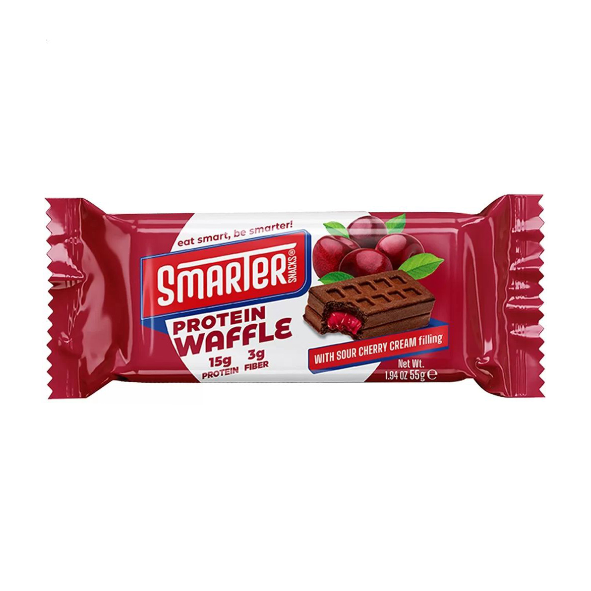 Уцінка! Протеїнова вафля Smarter Snacks Protein Waffle Кисла вишня з какао, 55 г
